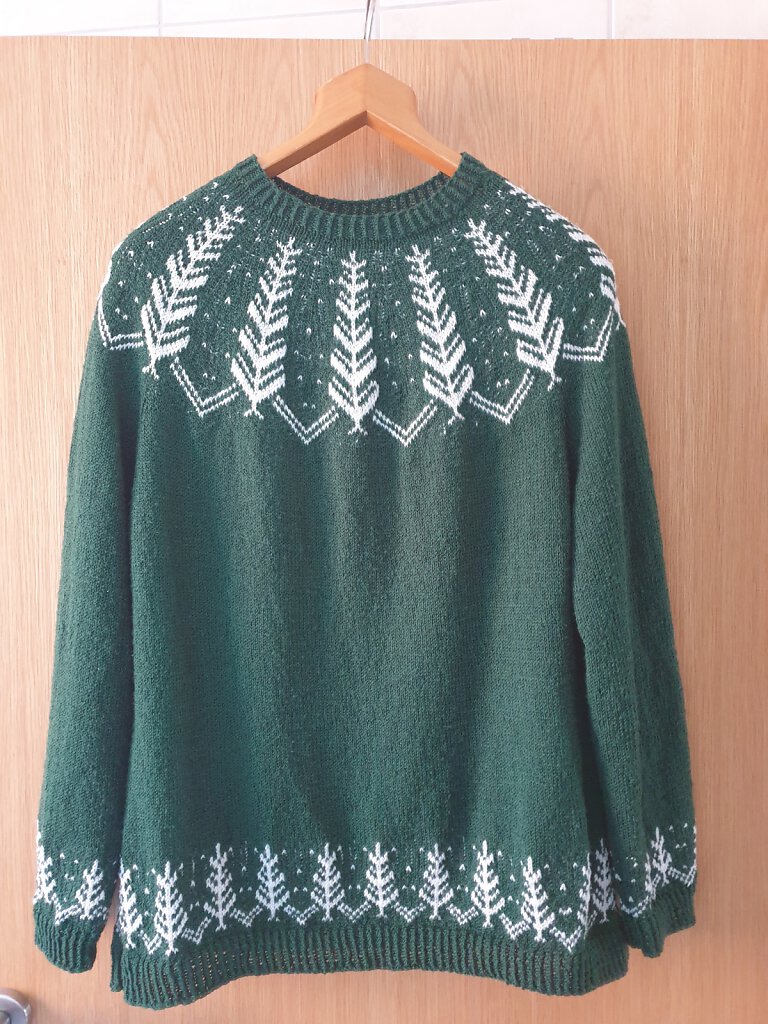 Pullover grün-weiß